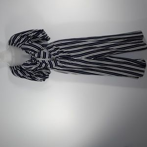 NWT SUGAR LIPS NAVY/WHITE STRIPED JUMPSUIT SZ S.